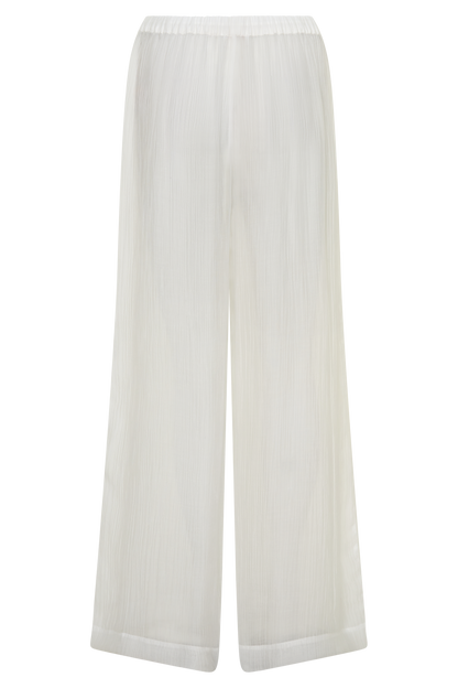 Leilani Sheer Drawstring Wide Leg Pants - Ivory