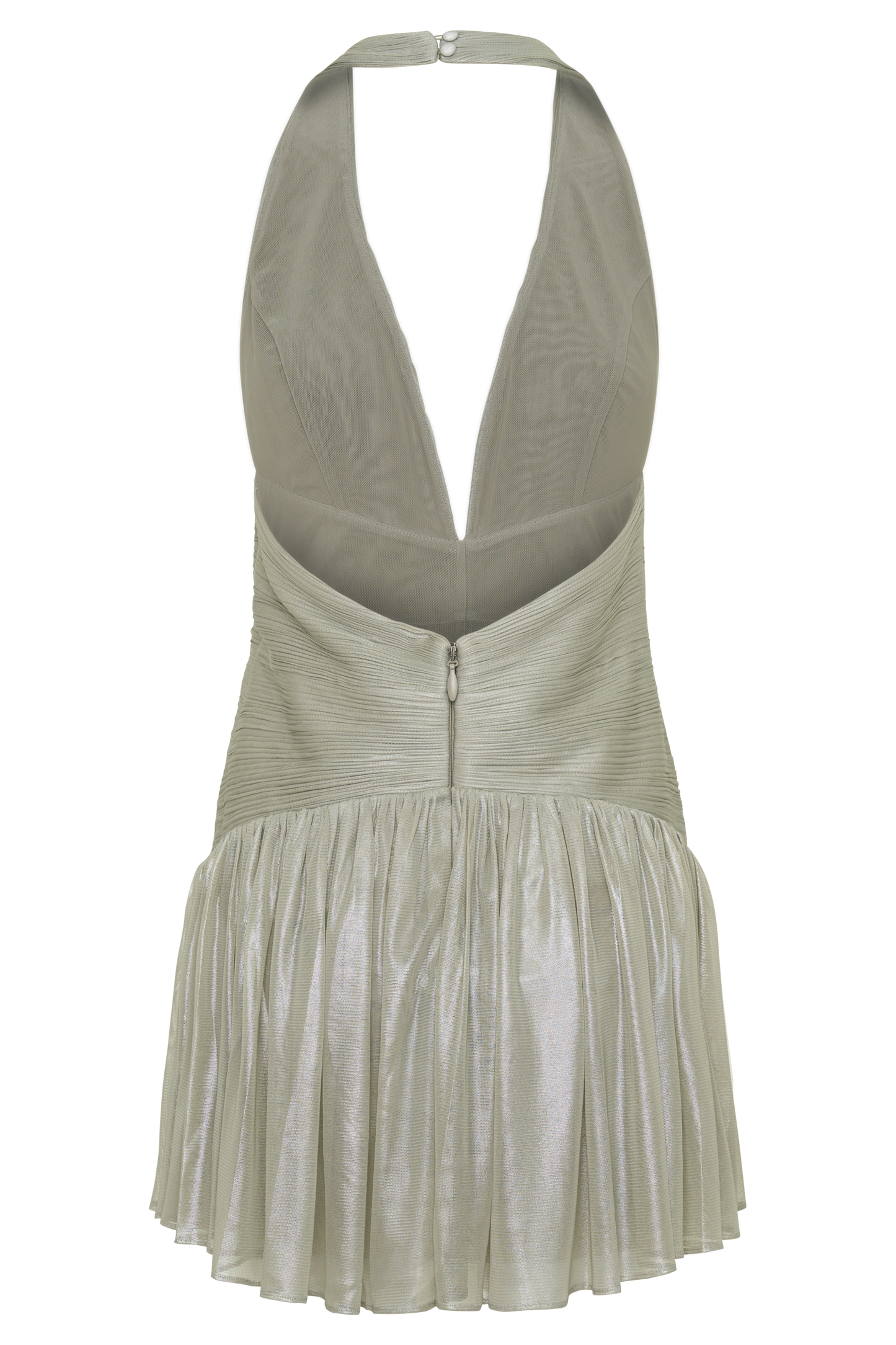 Lucille Halter Pleated Mini Dress - Silver