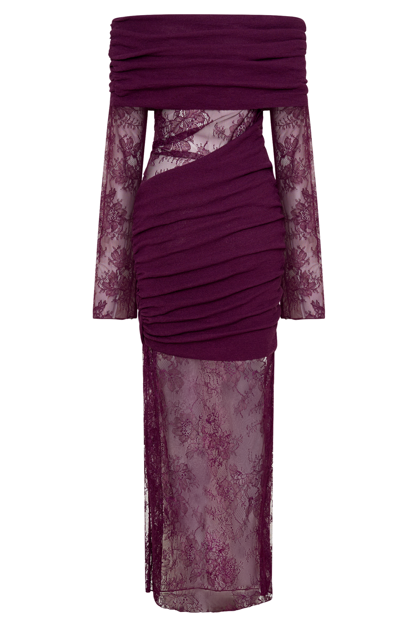 Luxie Lace Knit Maxi Dress - Plum