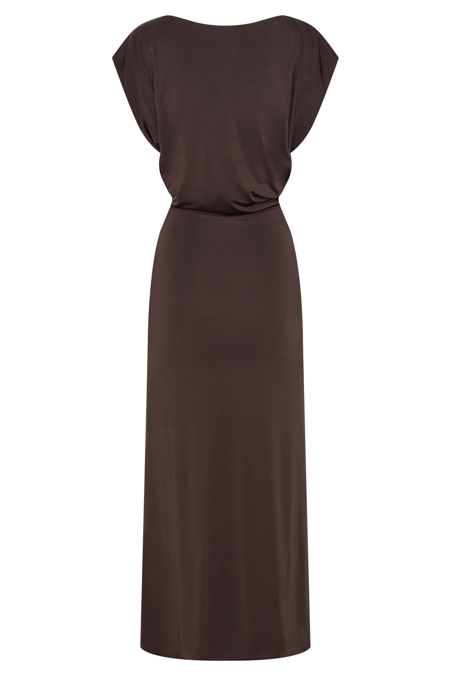 Maiara Shortsleeve Slinky Tie Maxi Dress - Chocolate