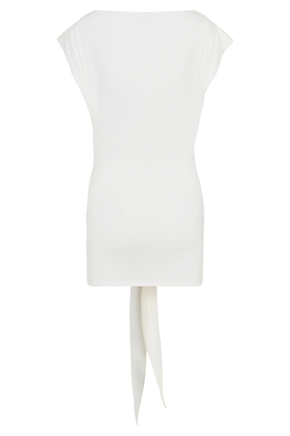 Maiara Shortsleeve Slinky Tie Mini Dress - White