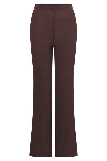 Malani Wide Leg Knit Pants - Chocolate