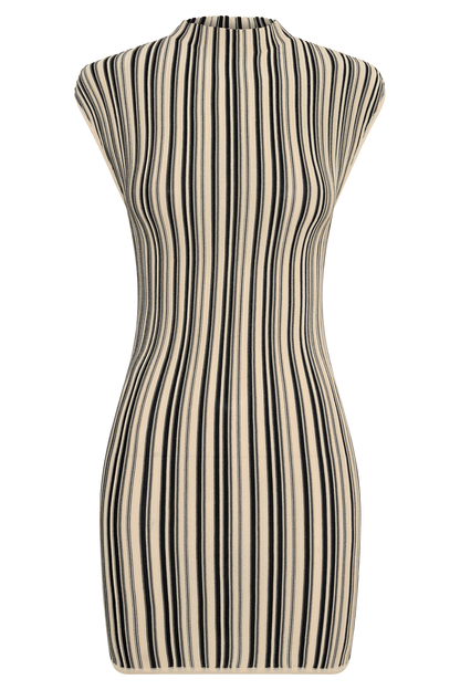 Meggie Striped Sleeveless Mini Dress - Black/Ivory