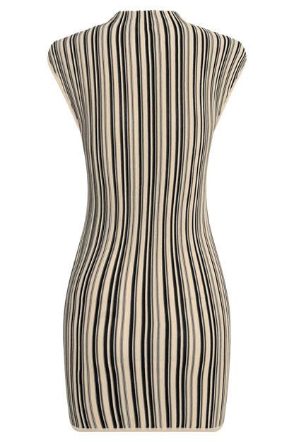 Meggie Striped Sleeveless Mini Dress - Black/Ivory