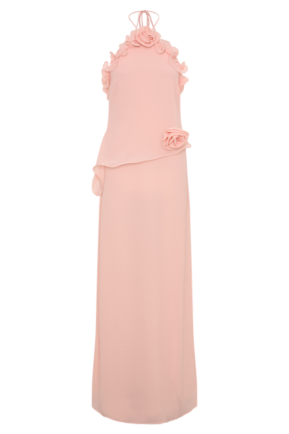 Melissa Chiffon Flower Maxi Dress - Baby Pink