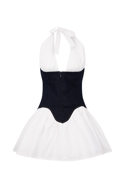 Merlyn Denim Cotton Mini Dress - Indigo Blue