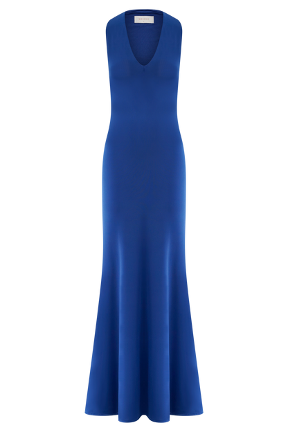 Elke Slinky V Neck Maxi Dress - Cobalt