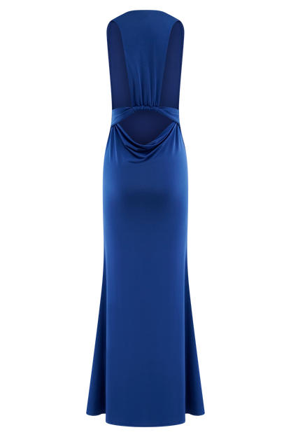 Elke Slinky V Neck Maxi Dress - Cobalt