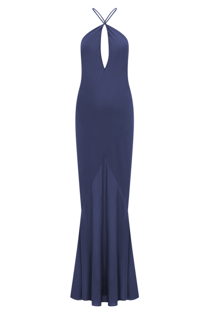 Nerea Slip Halter Maxi Dress - Purple Ink