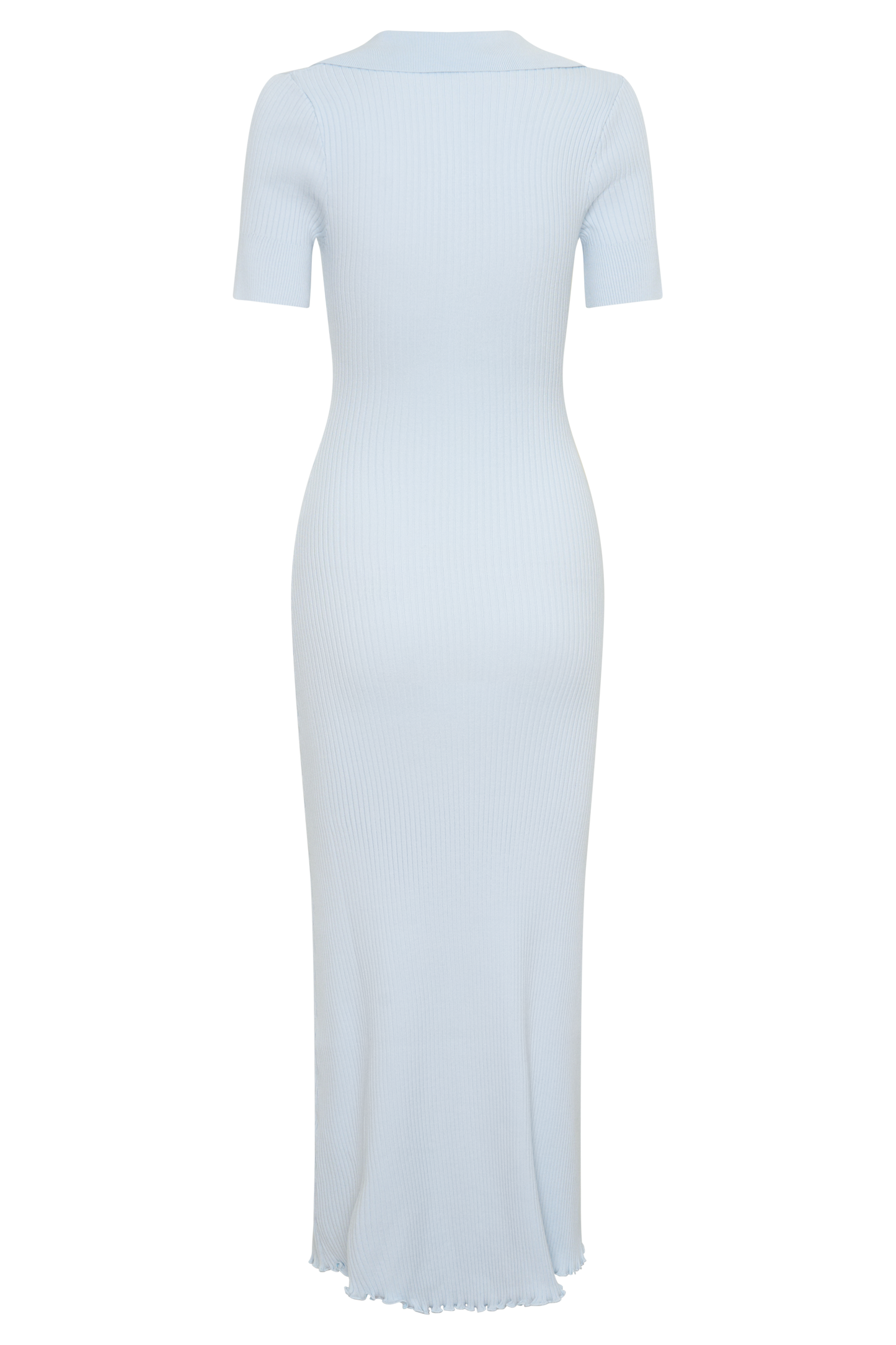 Nichelle Short Sleeve Collared Knit Midi Dress - Light Blue