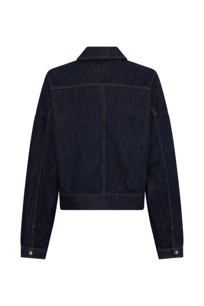 Olandria Oversized Jacket Top - Washed Indigo Blue