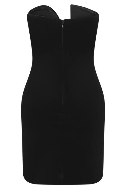Paulina Velvet Strapless Mini Dress - Black