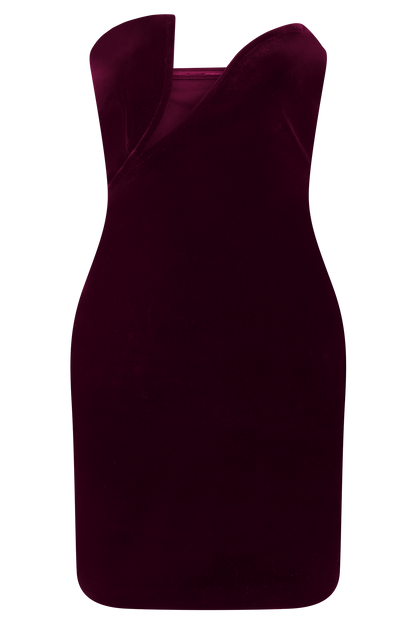 Paulina Velvet Strapless Mini Dress - Wine