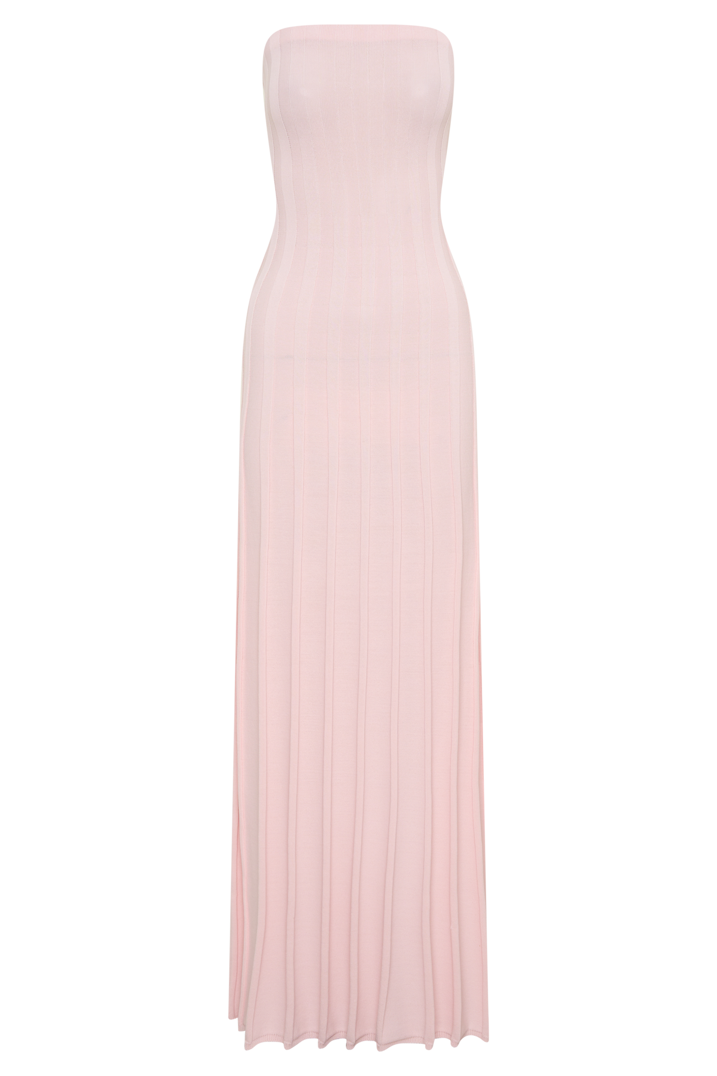 Pia Ribbed Strapless Maxi Dress - Baby Pink