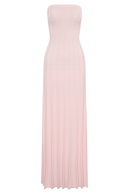 Pia Ribbed Strapless Maxi Dress - Baby Pink