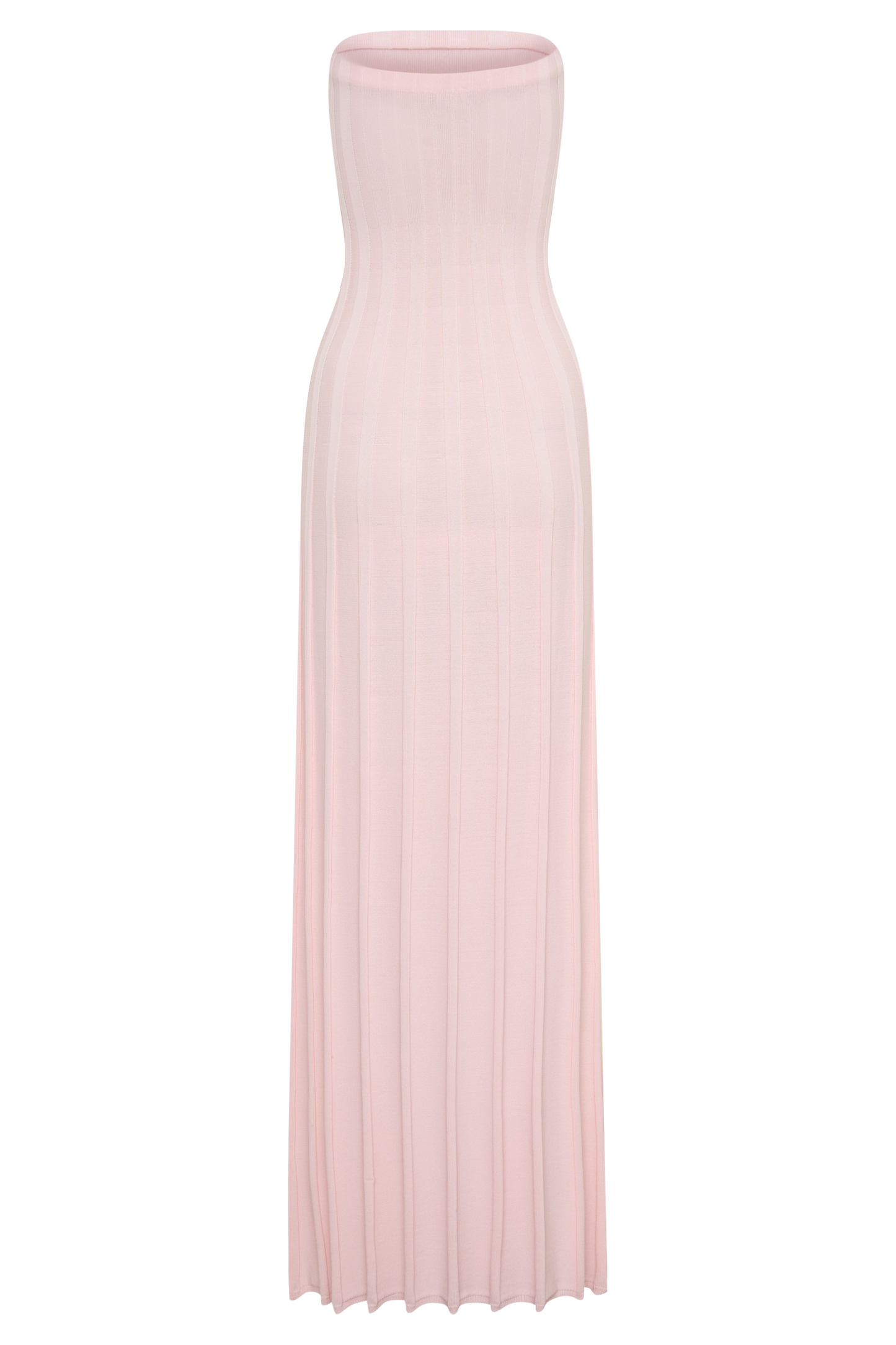 Pia Ribbed Strapless Maxi Dress - Baby Pink