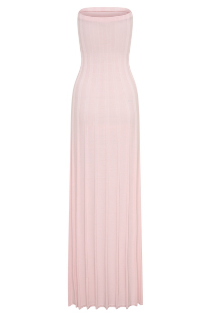 Pia Ribbed Strapless Maxi Dress - Baby Pink