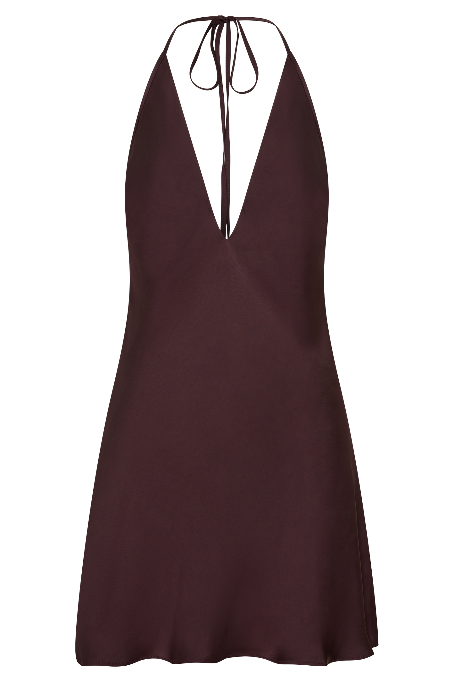 Regina Halter Lace And Satin Mini Dress - Chocolate