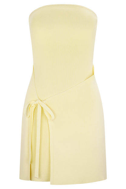 Rian Strapless Knit Mini Dress - Lemon