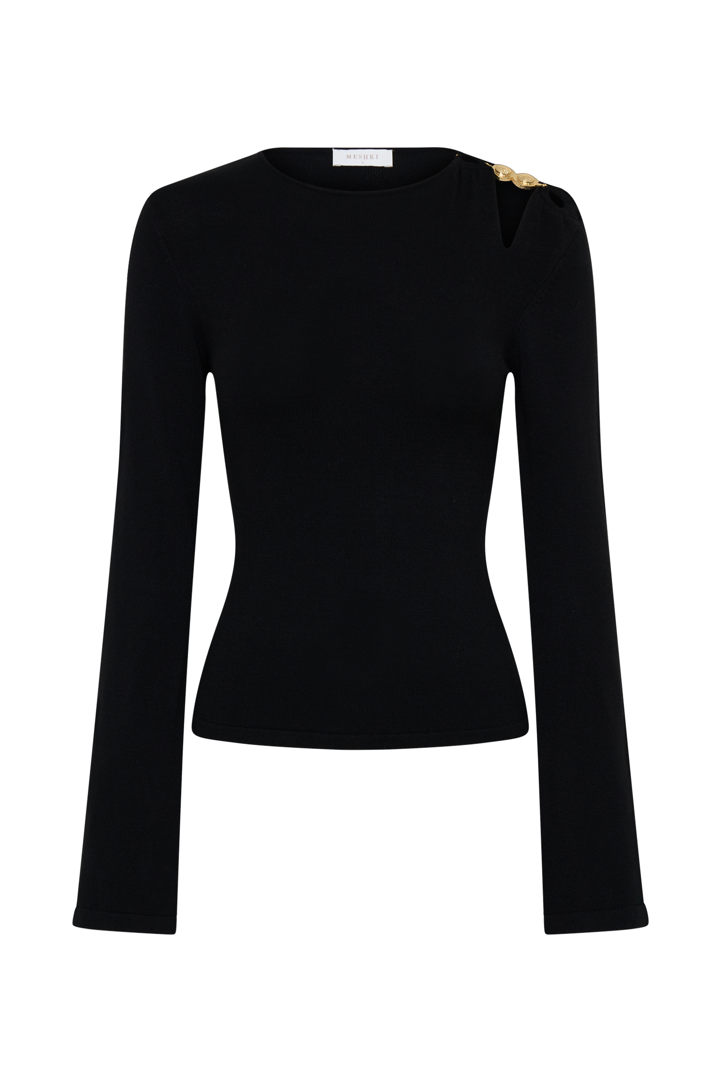 Ricky Knit Long Sleeve Longline Top - Black