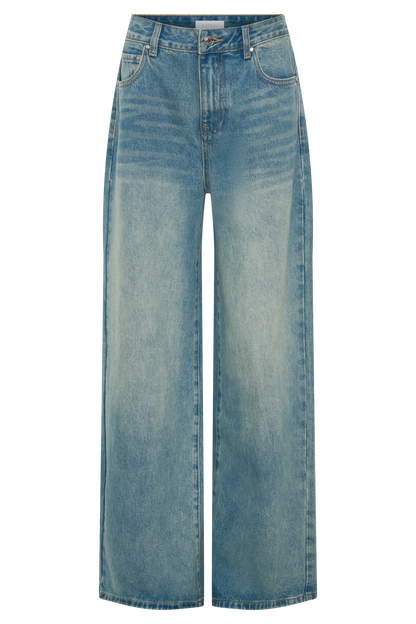 Romi Mid Rise Wide Leg Jeans - Faded Mid Blue