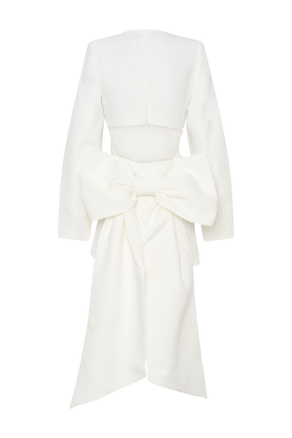 Rosanna Suiting Bow Mini Dress - Ivory