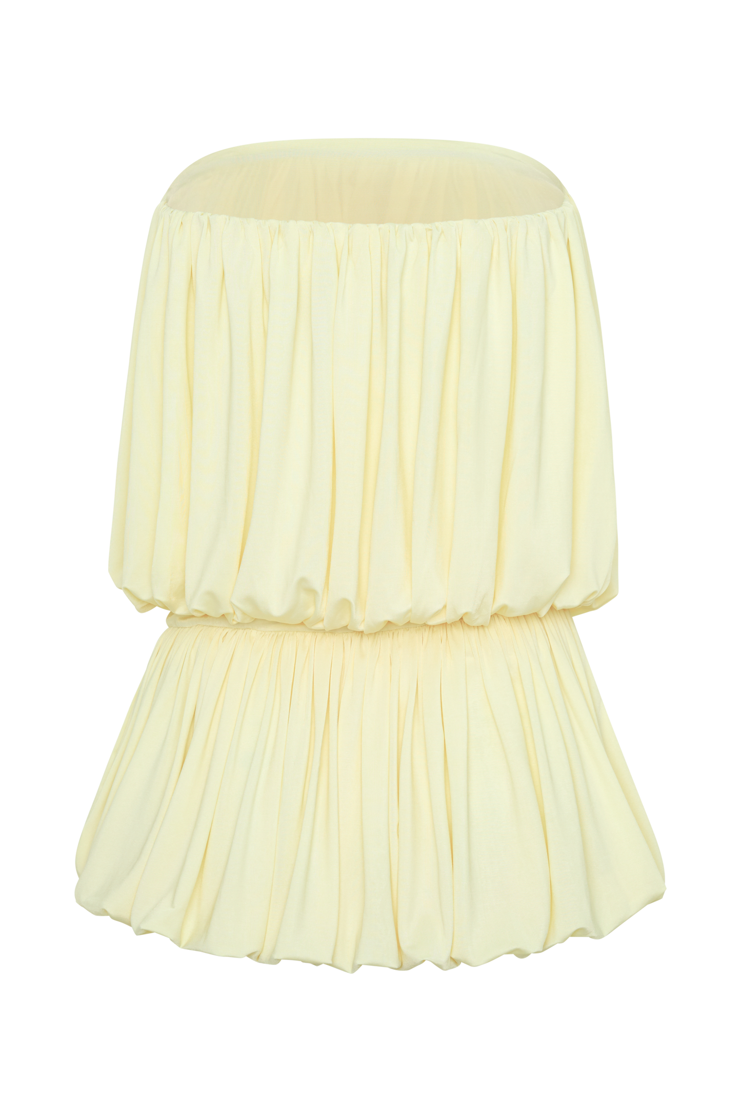 Safiya Strapless Gathered Bubble Mini Dress - Lemon