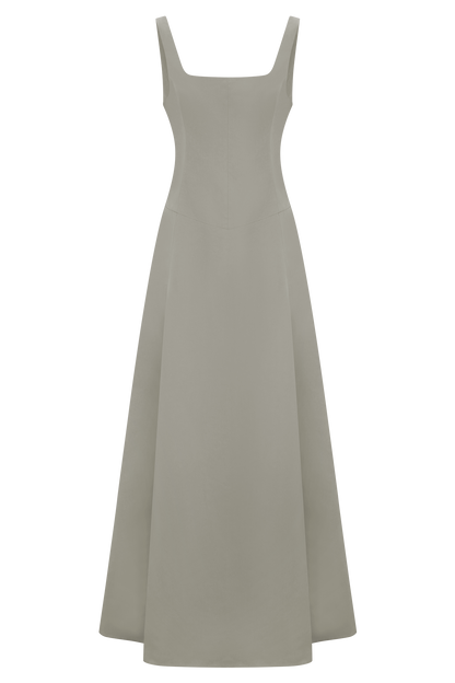 Salma Drop Waist Cotton Maxi Dress - Sage