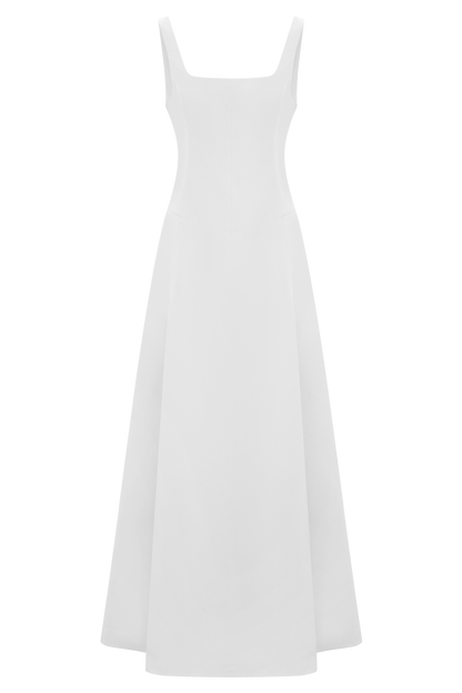 Salma Drop Waist Cotton Maxi Dress - White