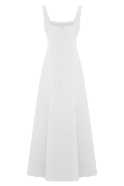 Salma Drop Waist Cotton Maxi Dress - White