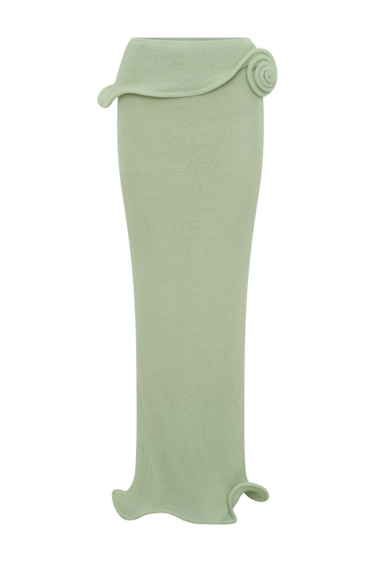 Samira Knit Wired Maxi Skirt - Pastel Green