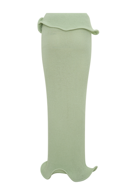 Samira Knit Wired Maxi Skirt - Pastel Green