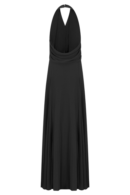 Santal Floral Chiffon Halter Maxi Dress - Black