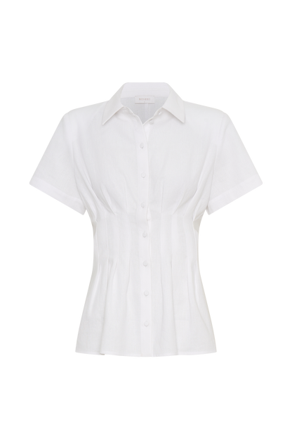 Selma Short Sleeve Linen Shirt - White