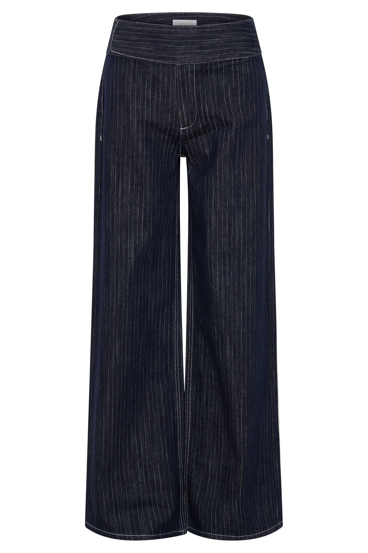 Sienna Flare Mid Rise Denim Jeans - Indigo Pinstripe