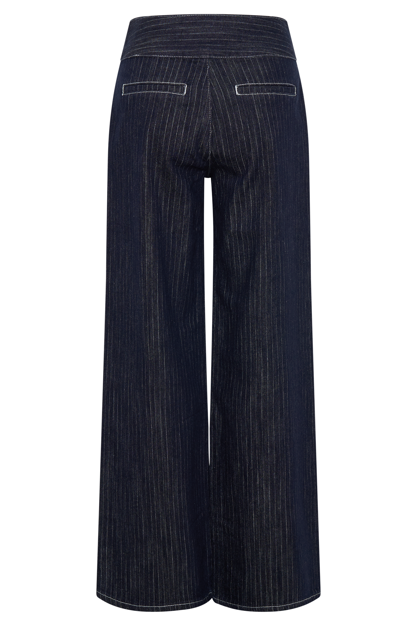 Sienna Flare Mid Rise Denim Jeans - Indigo Pinstripe