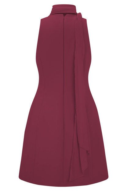 Skyler Suiting Embroidered Mini Dress - Wine