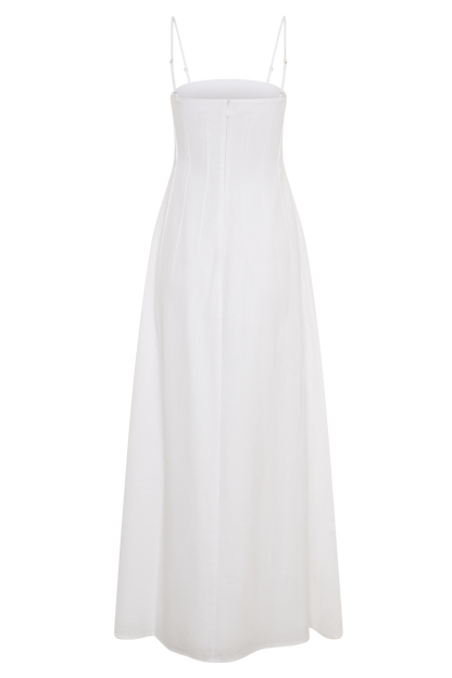 Sofie Pintuck Linen Maxi Dress - White
