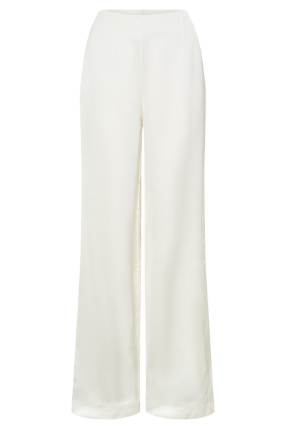 Sydney Straight Leg Satin Pants - Ivory
