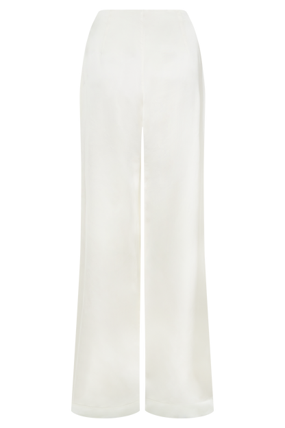 Sydney Straight Leg Satin Pants - Ivory
