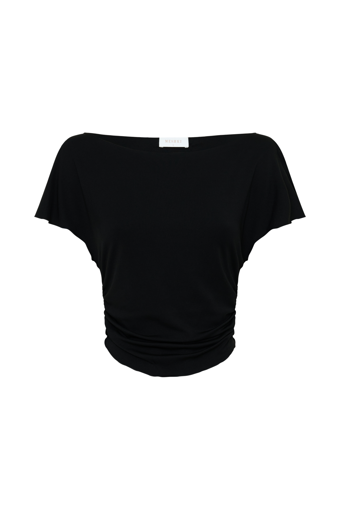 Talise Modal Flounce Short Sleeve Top - Black