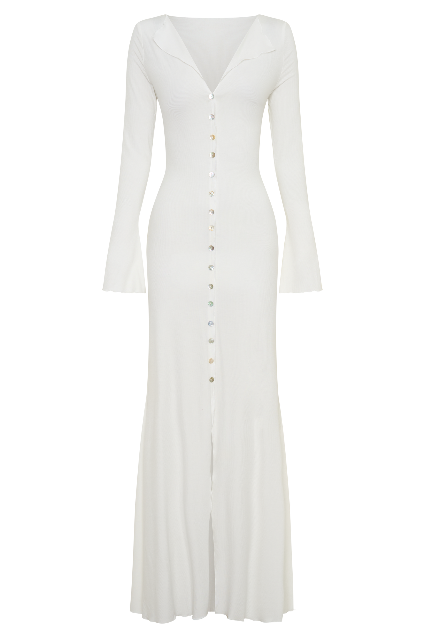 Tanya Buttoned Long Sleeve Maxi Dress - White