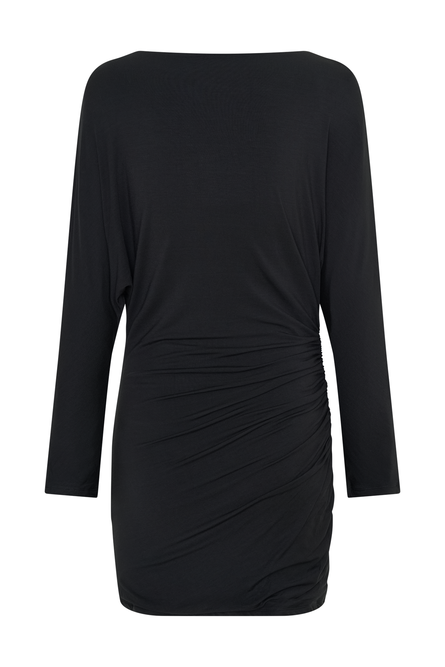 Thao Long Sleeve Gathered Mini Dress - Dark Charcoal