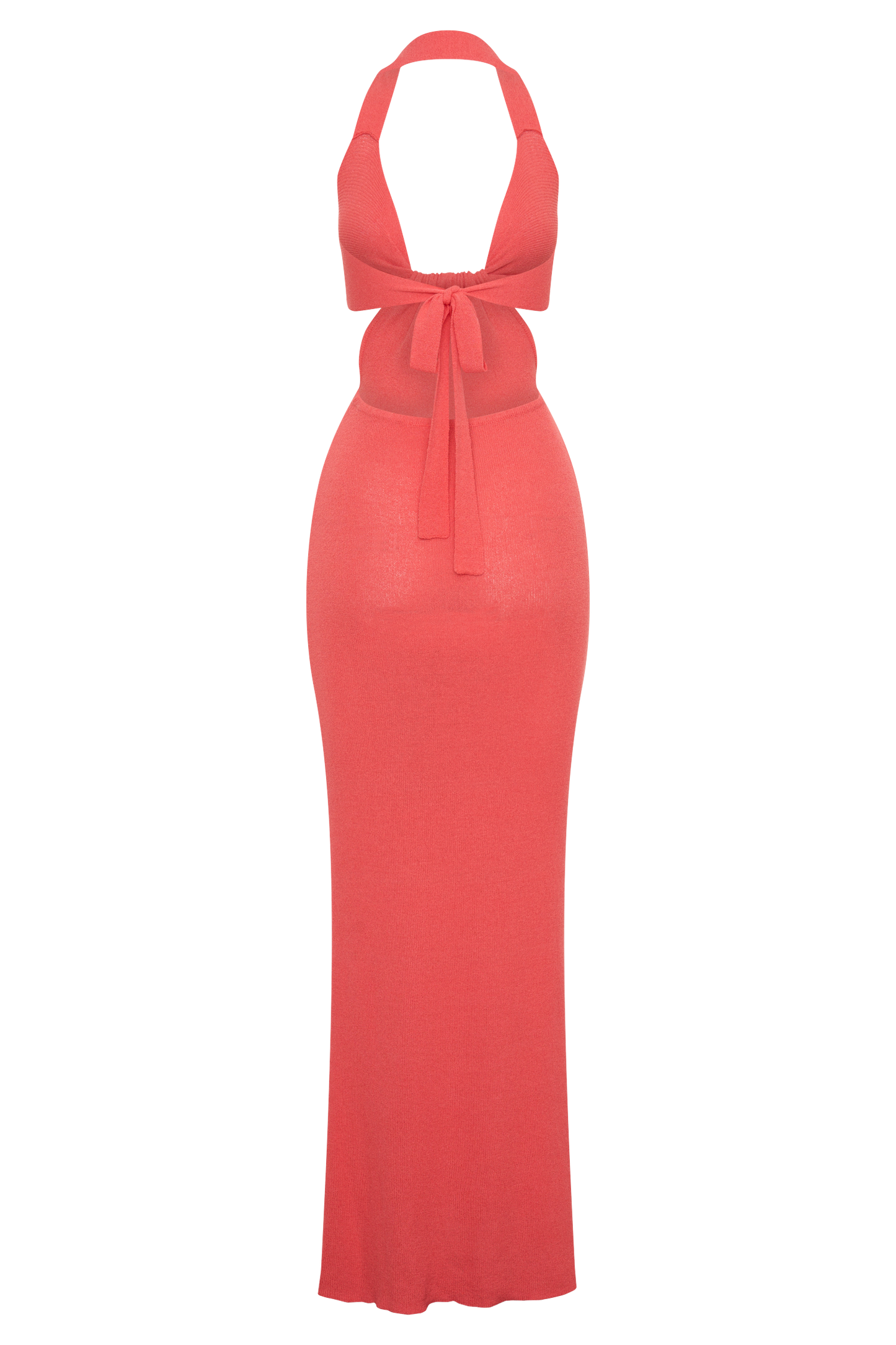 Theresea Halter Knit Maxi Dress - Coral