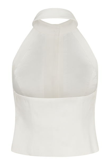 Tiara Halter Neck Suiting Top - White