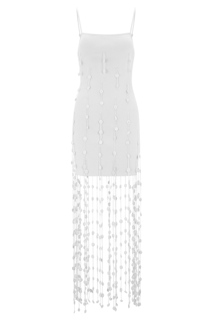 Tove Hand Knit Flower Mini Dress - White