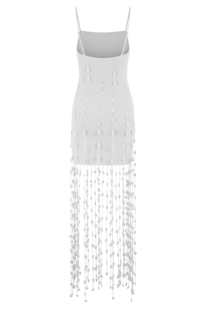 Tove Hand Knit Flower Mini Dress - White