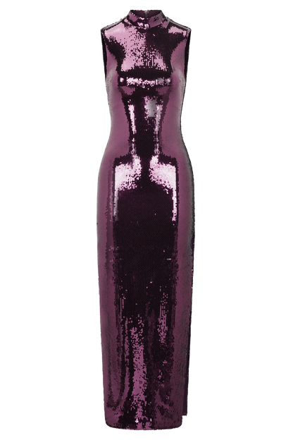 Veronica Sequin Midi Dress - Plum