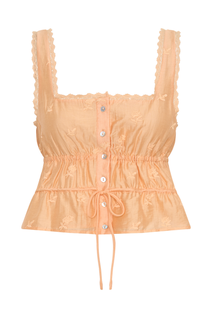 Vivian Embroidered Sleeveless Top - Orange