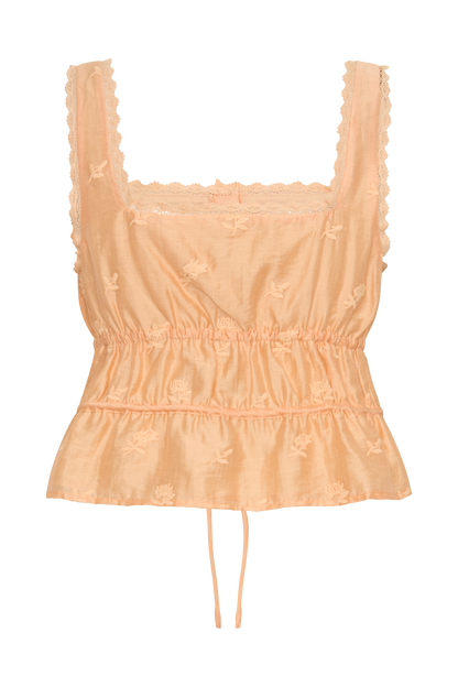 Vivian Embroidered Sleeveless Top - Orange